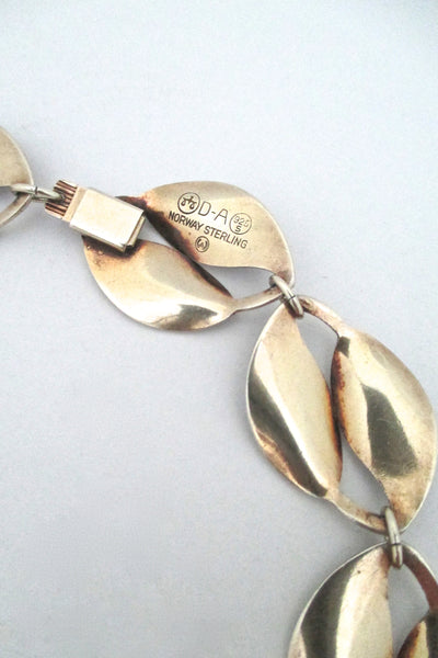 David Andersen purple enamel twin leaf necklace