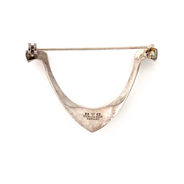 Tone Vigeland Plus Studios 'Hook' brooch ~ original leather pouch