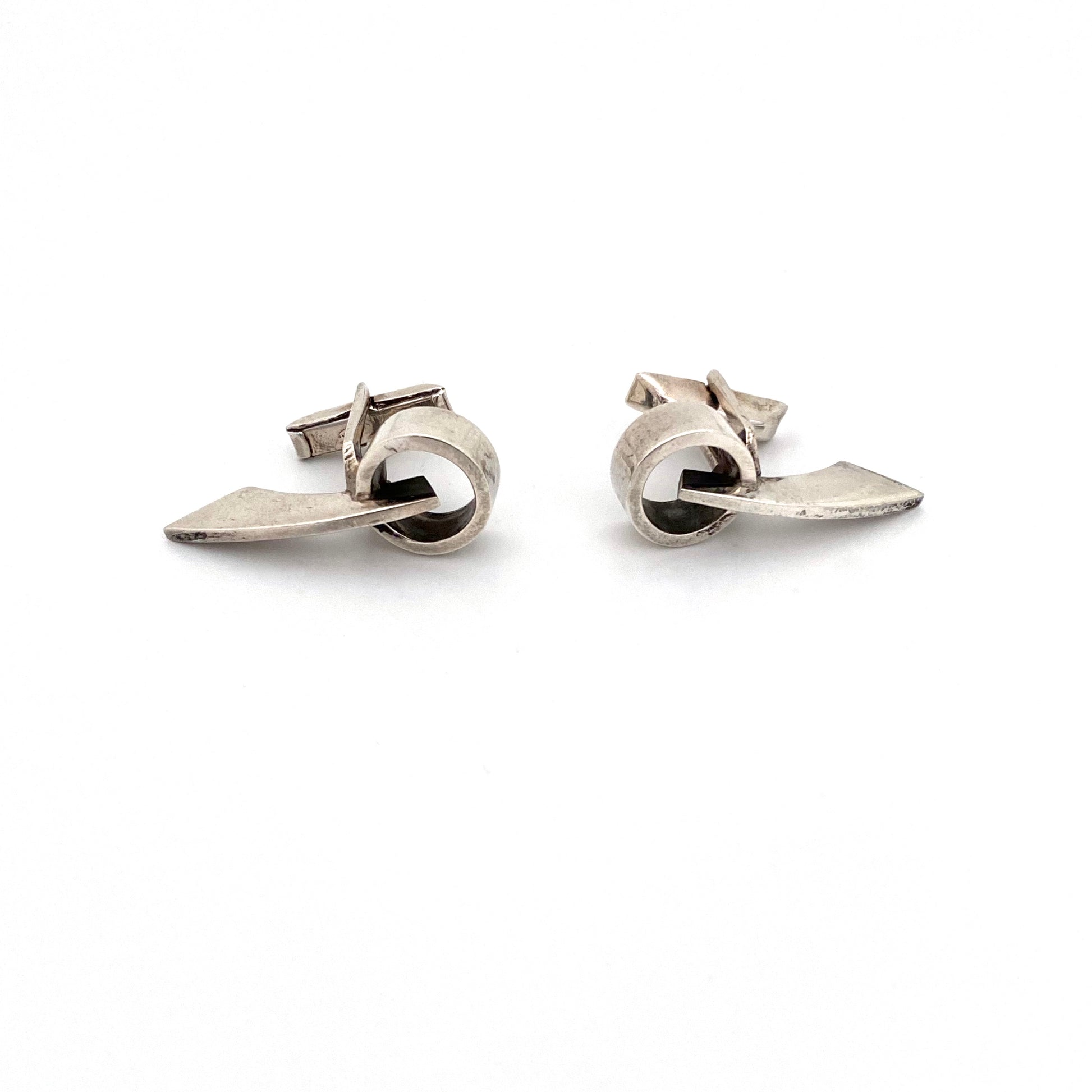 detail Sigi Pineda Mexico vintage silver cufflinks Modernist jewelry design