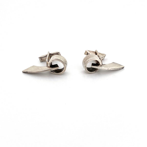 detail Sigi Pineda Mexico vintage silver cufflinks Modernist jewelry design