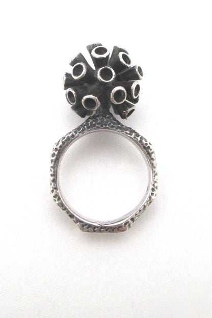 brutalist organic silver sculptural ring
