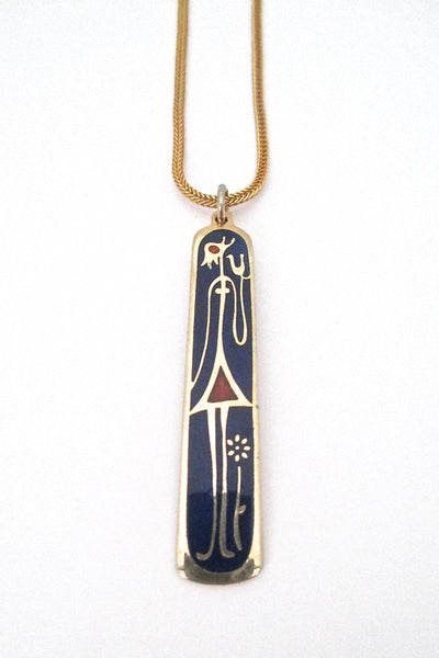 de Passille Sylvestre enamel 'woman, flower & bird' necklace