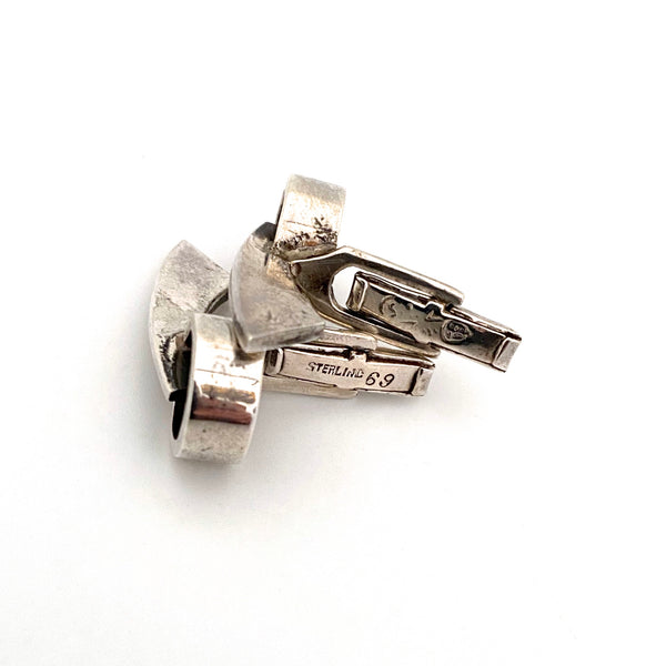 Sigi Pineda large vintage silver Modernist cufflinks