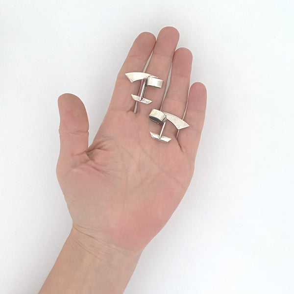 scale Sigi Pineda Mexico vintage silver cufflinks Modernist jewelry design