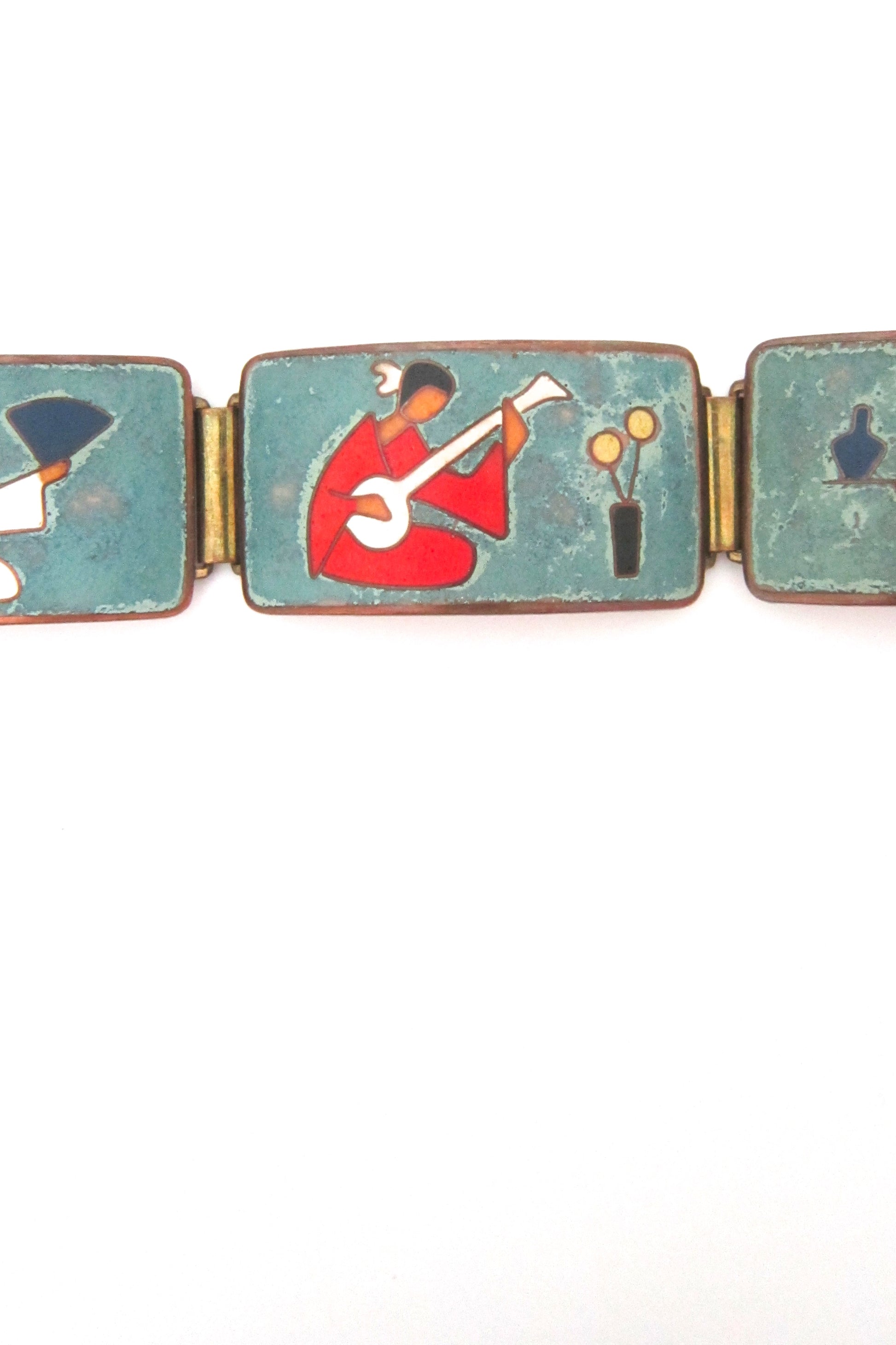 detail Bunge Germany vintage mid century matte enamel bracelet Schibensky Perli Scholtz Lammel