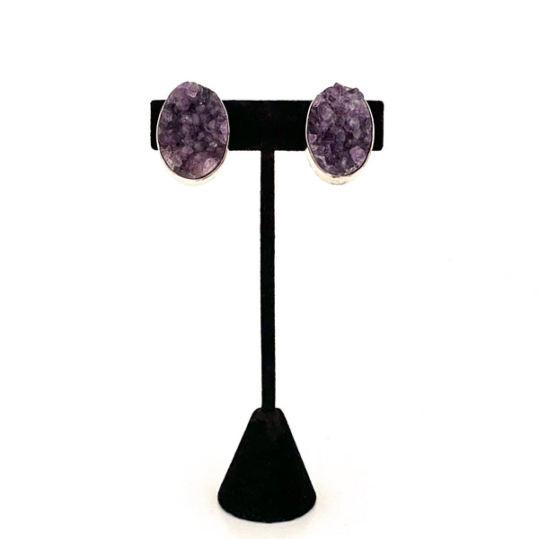 silver & amethyst druzy earrings