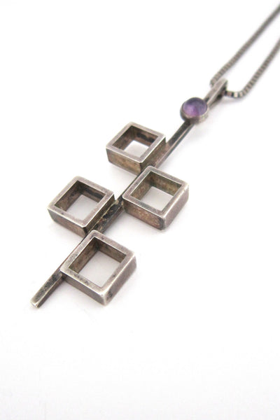 N E From Denmark vintage silver modernist amethyst necklace