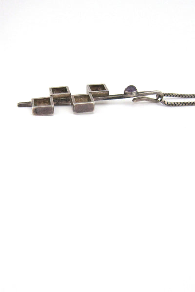 N E From Denmark vintage silver modernist amethyst necklace