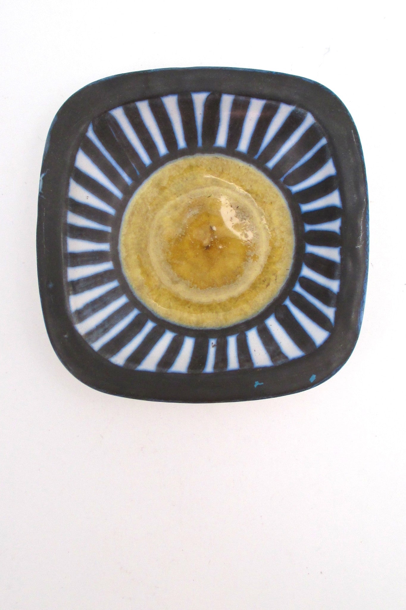top view Lotte Bostlund Canada mid century studio ceramic dish 1