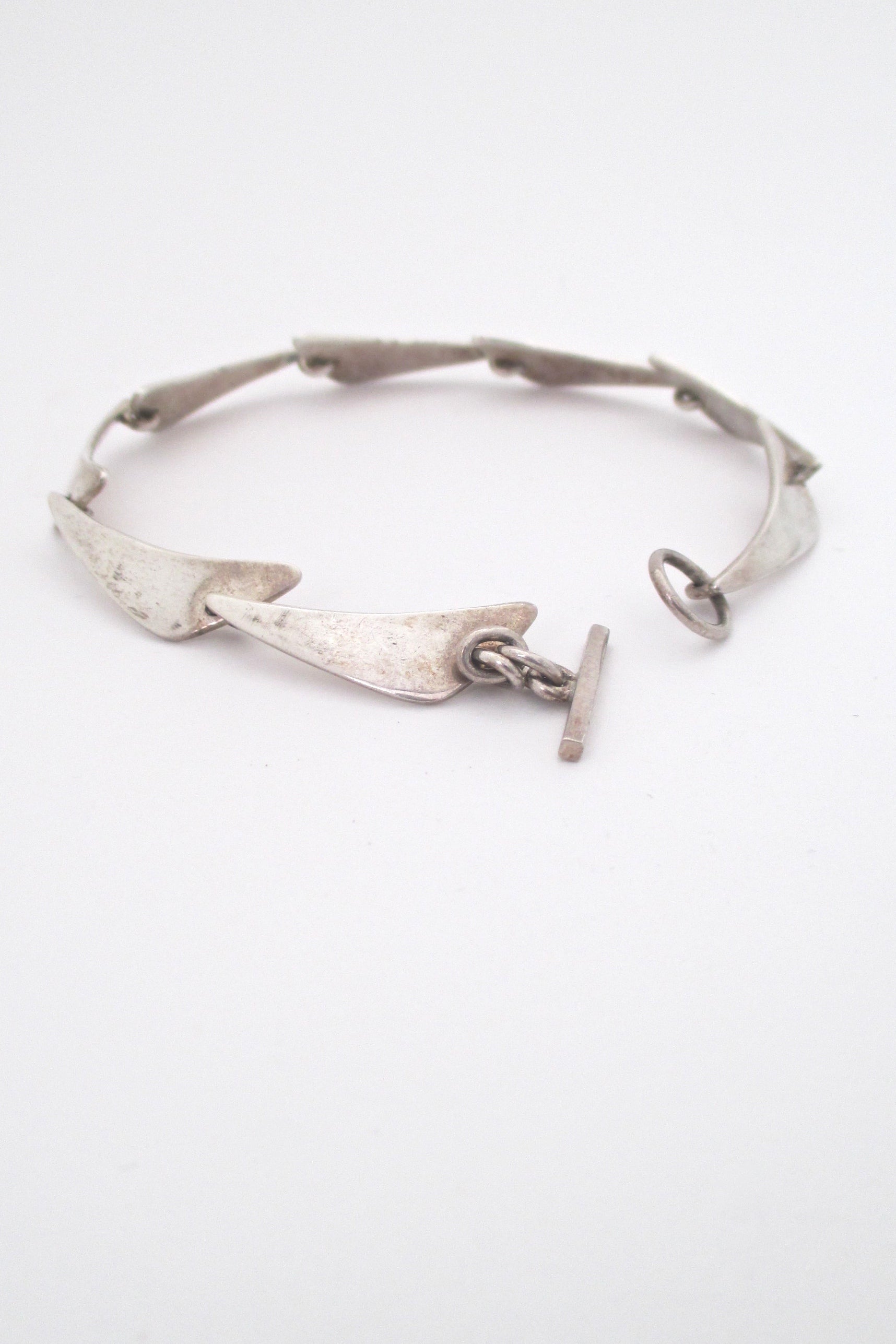 detail Niels Erik From Denmark vintage mid century silver link bracelet Scandinavian Modern design