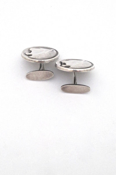 detail Georg Jensen Denmark vintage silver large Panther cufflinks 76 by Arno Malinowski