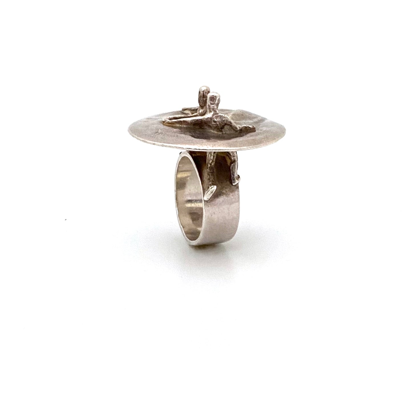 Lapponia Space Silver 'Galactic Dance' large silver ring ~ Bjorn Weckstrom 1969