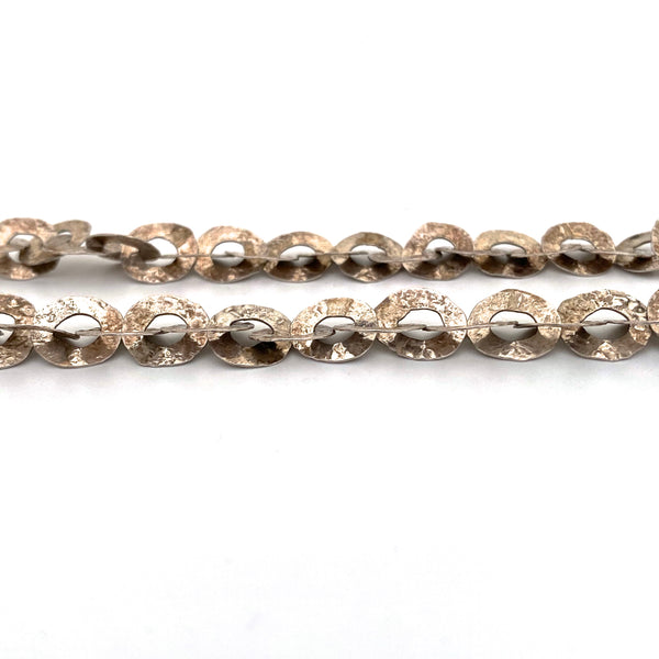 textured silver long chain necklace