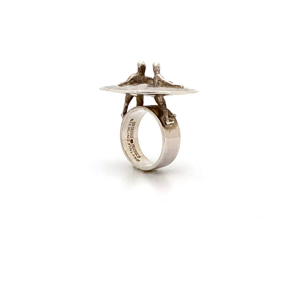 profile Lapponia Finland vintage Space Silver series Dance of the Galaxy large silver ring Bjorn Weckstrom 1969