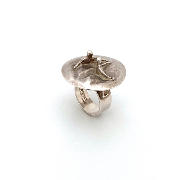 detail Lapponia Finland vintage Space Silver series Dance of the Galaxy large silver ring Bjorn Weckstrom 1969