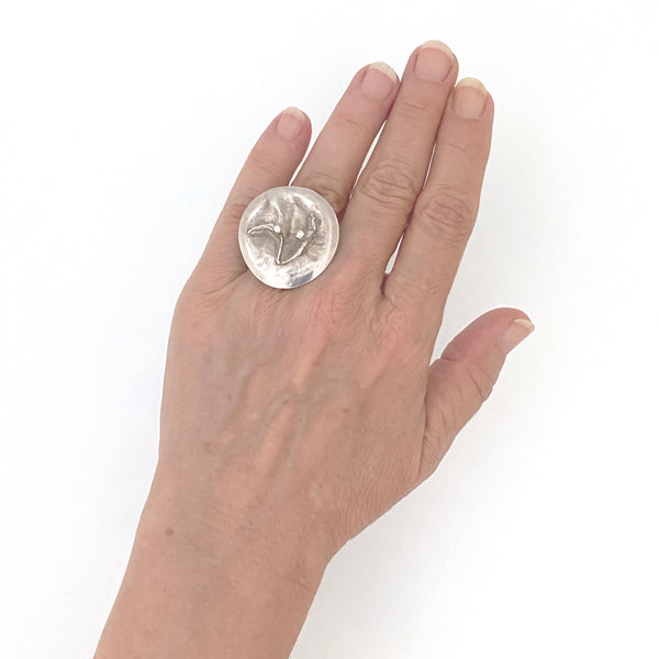 scale Lapponia Finland vintage Space Silver series Dance of the Galaxy large silver ring Bjorn Weckstrom 1969