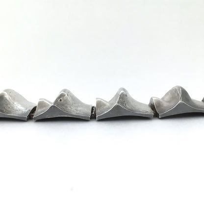 profile Matti Hyvarinen Finland vintage large textured silver bracelet 1970 Scandinavian Modern design jewelry