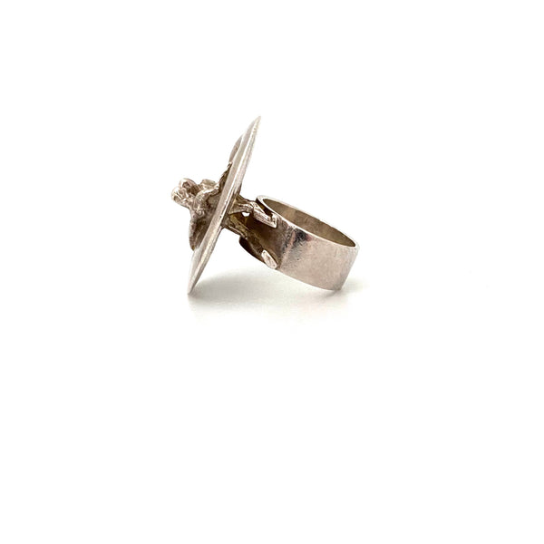 Lapponia Space Silver 'Galactic Dance' large silver ring ~ Bjorn Weckstrom 1969