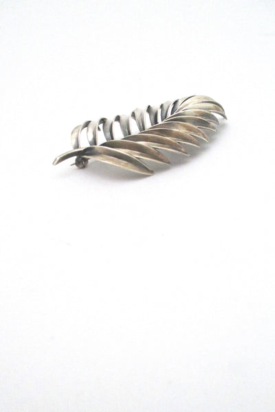 profile Anton Michelsen large vintage silver leaf brooch by Gertrud Engel rare