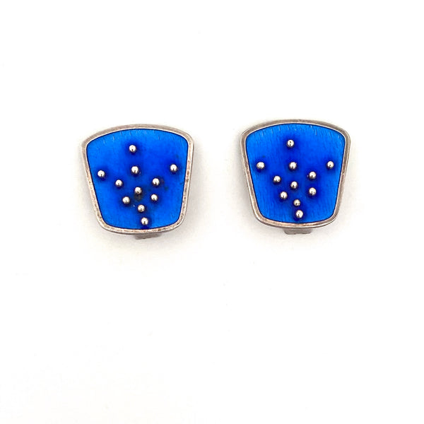 Knut Andreas Rasmussen silver enamel earrings ~ blue