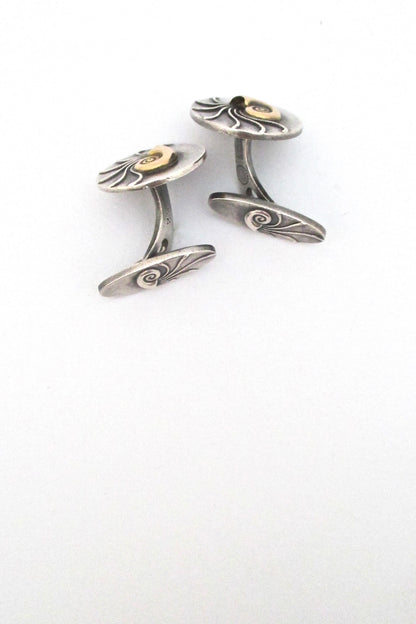 profile Georg Jensen Denmark vintage silver gold Nautilus cufflinks 52 by Henry Pilstrup