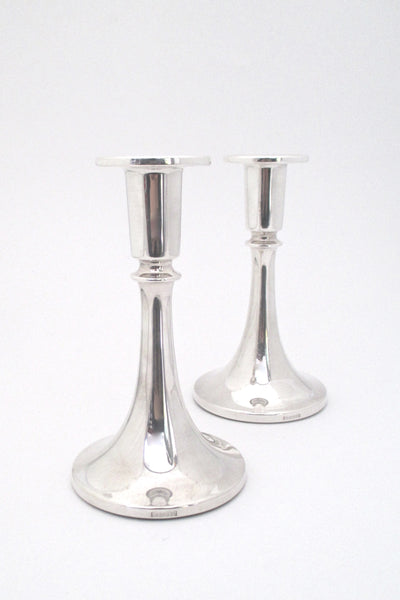 profile David Andersen Norway vintage mid century pair silver candle holders 