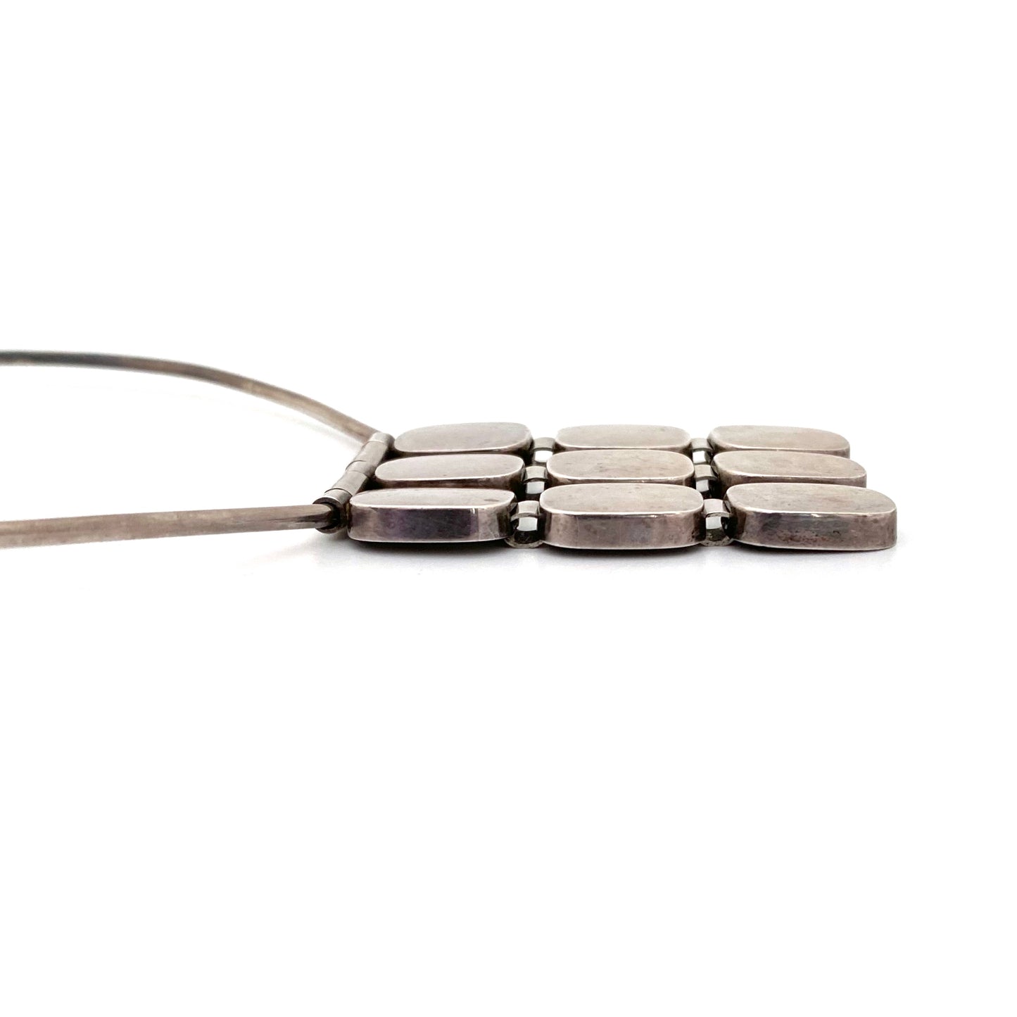 profile Georg Jensen Denmark rare vintage silver kinetic necklace 153 Ibe Dahlquist Scandinavian Modernist jewelry design