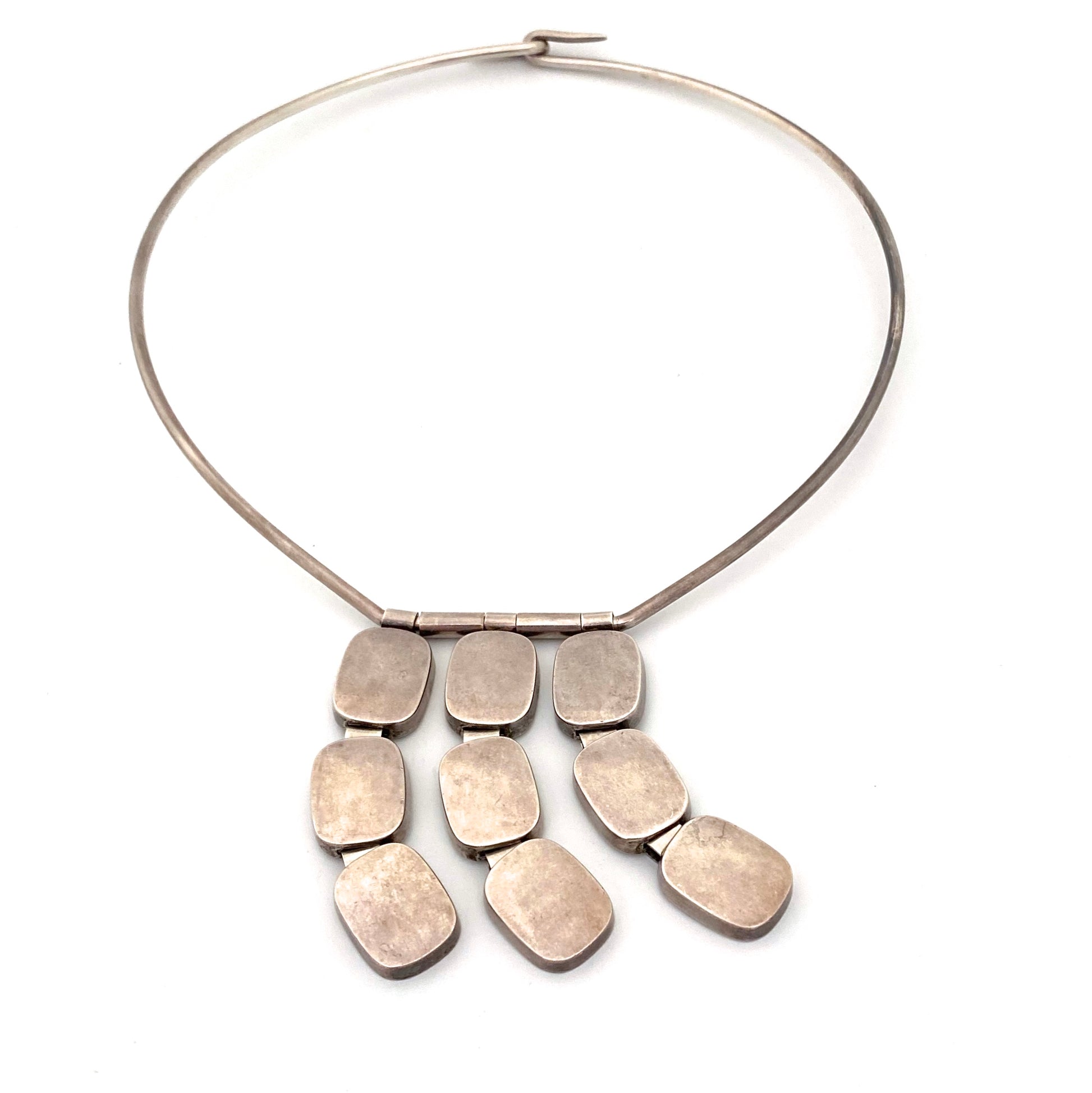 detail Georg Jensen Denmark rare vintage silver kinetic necklace 153 Ibe Dahlquist Scandinavian Modernist jewelry design