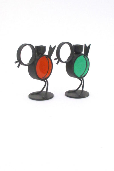 Ystad Metall bird candle holders by Gunnar Ander - pair