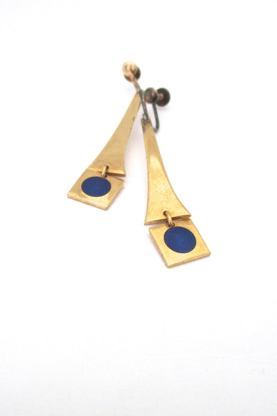 de Passille Sylvestre Canada vintage enamel blue dot drop earrings