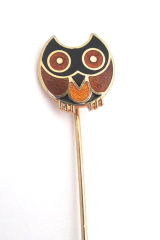 de Passille Sylvestre Canada vintage enamel owl stick pin