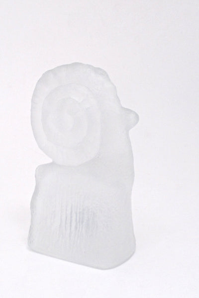 detail Pavel Panek Kozoroh goat frosted glass sculpture for Rudolfova Czechoslovakia 1971