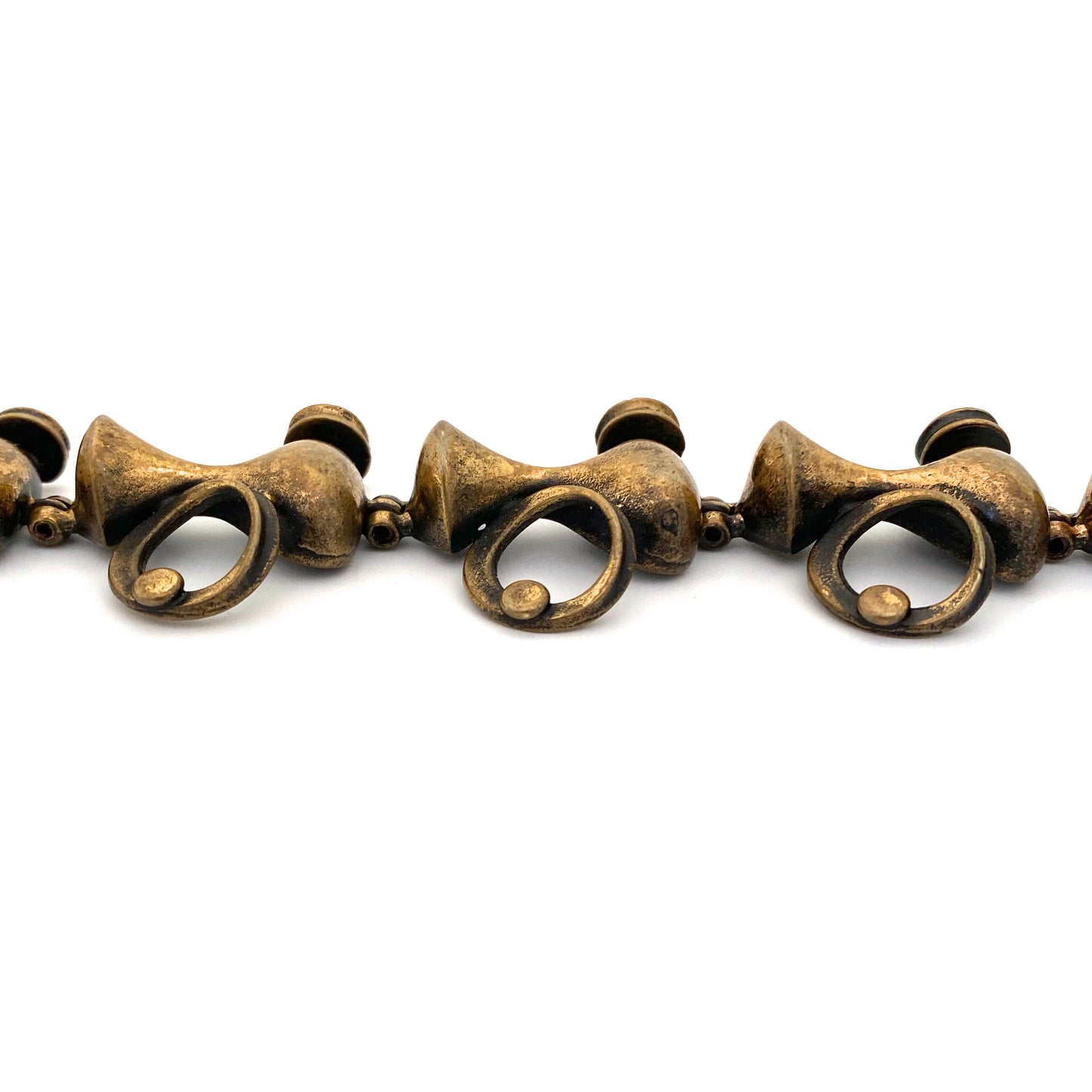 detail Jorma Laine Finland vintage bronze sculptural panel link bracelet Scandinavian Modernist jewelry design