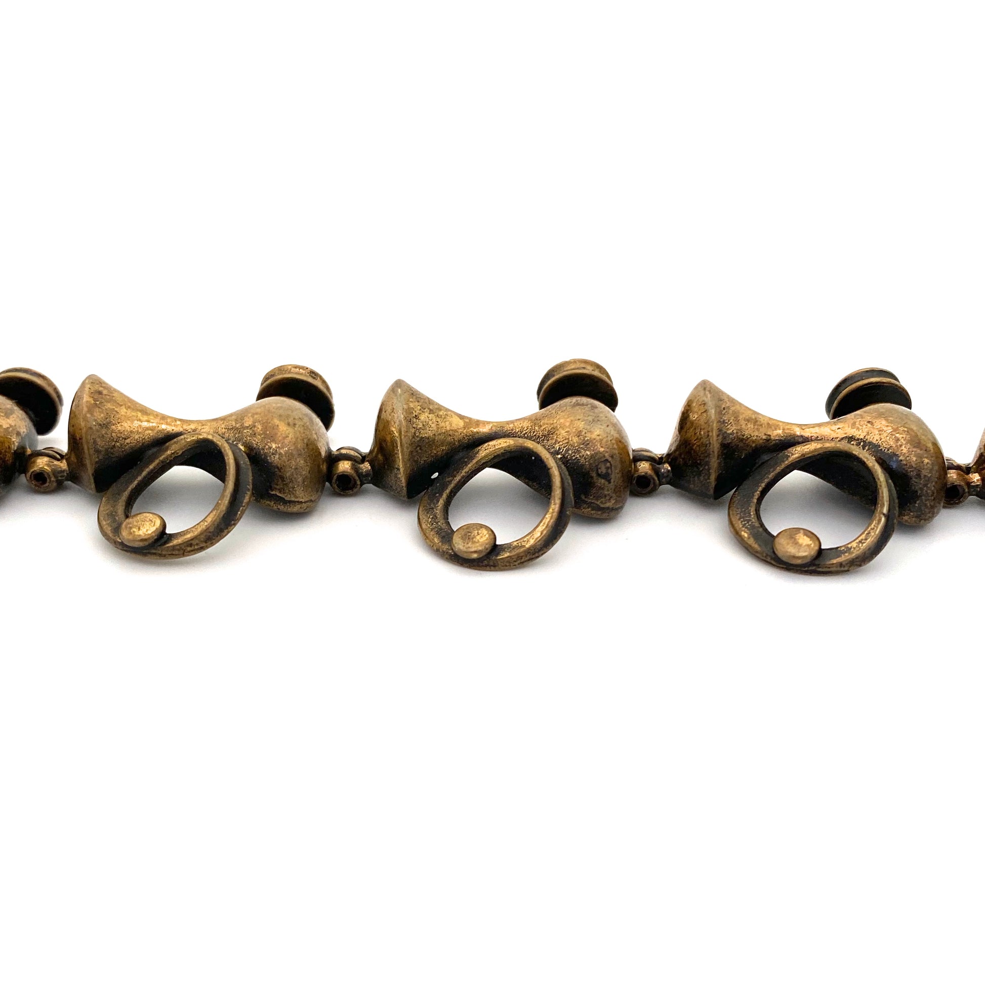 detail Jorma Laine Finland vintage bronze sculptural panel link bracelet Scandinavian Modernist jewelry design