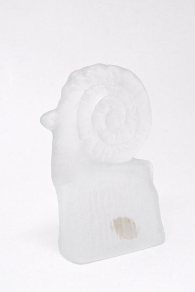 back Pavel Panek Kozoroh goat frosted glass sculpture for Rudolfova Czechoslovakia 1971