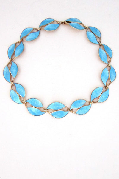 David-Andersen sky blue leaf necklace