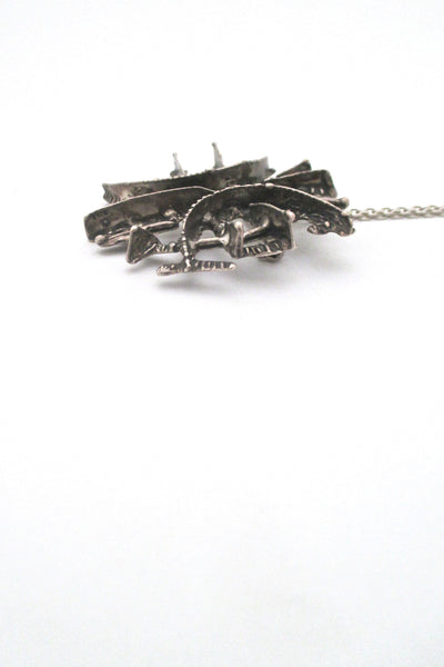 profile Studio Else Paul Norway vintage brutalist silver large pendant necklace brooch