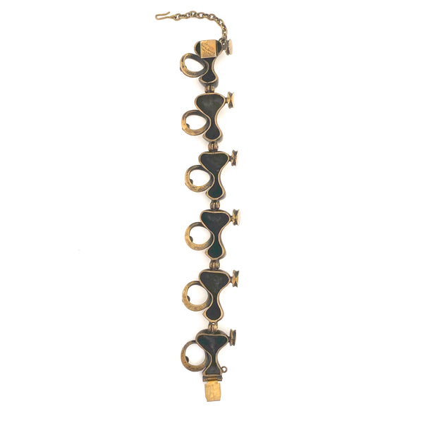 Jorma Laine sculptural bronze panel link bracelet