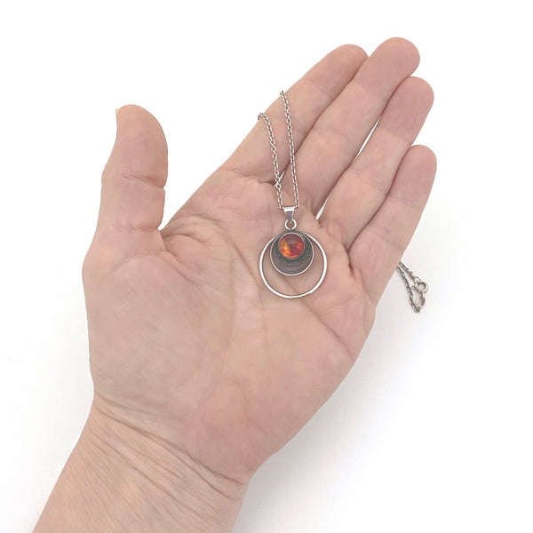 detail scale Niels Erik NE From Denmark vintage silver amber pendant necklace Scandinavian Modern jewelry design