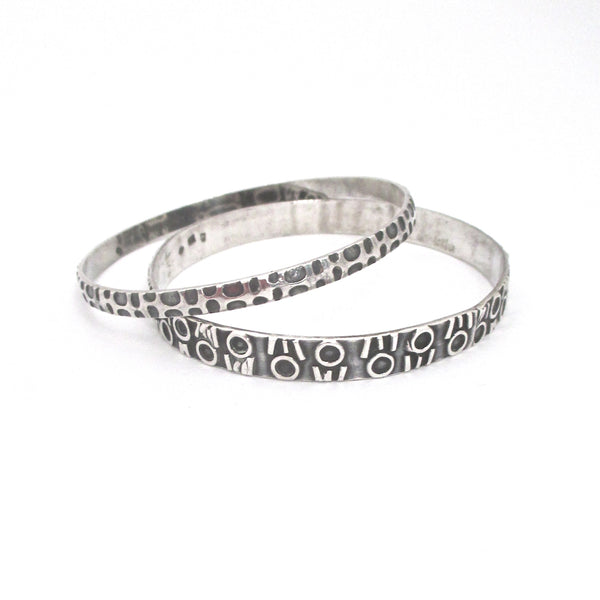 Rytosztuka Poland vintage Modernist silver bangle bracelets mid century jewelry design