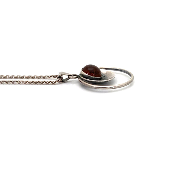 profile Niels Erik NE From Denmark vintage silver amber pendant necklace Scandinavian Modern jewelry design