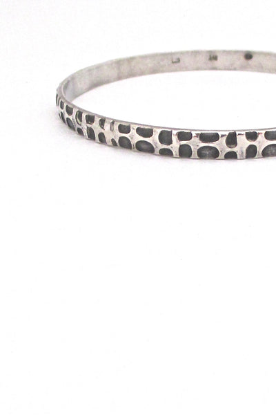 detail Rytosztuka Poland vintage textured silver Modernist bangle bracelet