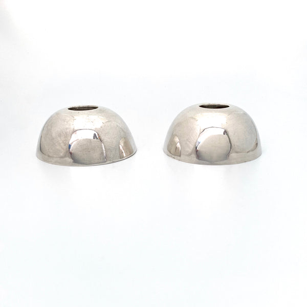 profile vintage sterling silver candle holders Mexico mid century Modernist design