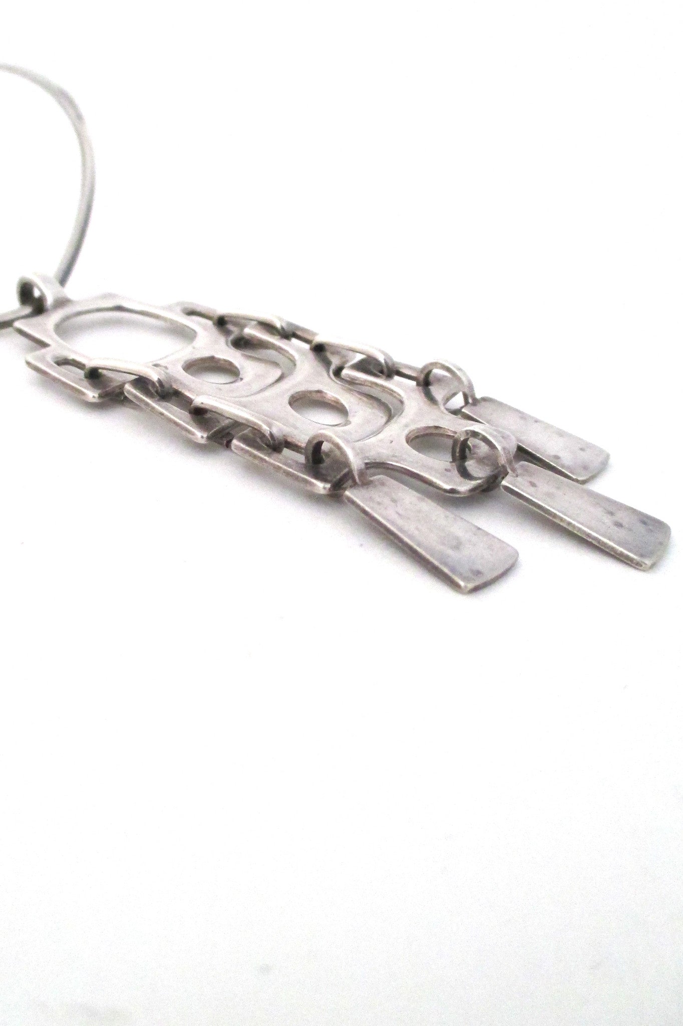 David-Andersen Norway vintage silver Scandinavian Modernist long kinetic pendant and neck ring necklace
