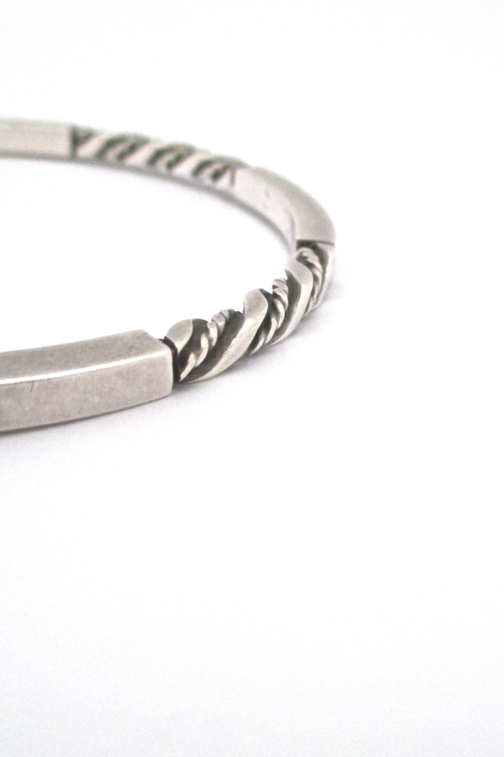 detail Georg Jensen Denmark vintage twisted silver bangle bracelet 17C design by Georg Jensen