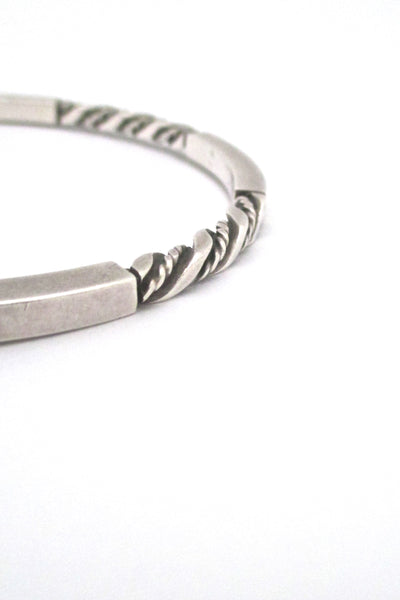 detail Georg Jensen Denmark vintage twisted silver bangle bracelet 17C design by Georg Jensen