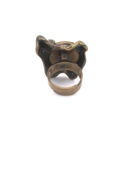 Pentti Sarpaneva large bronze & tiger eye ring