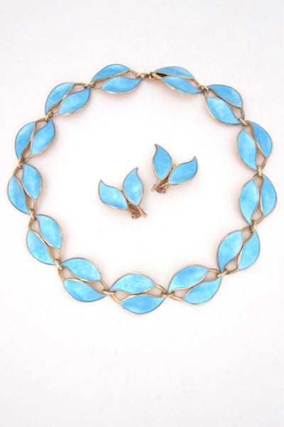 David-Andersen sky blue leaf necklace