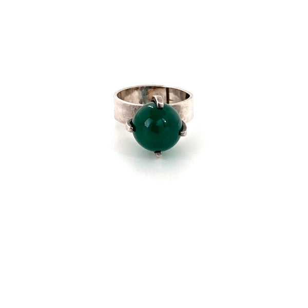 vintage silver & chrysoprase sphere ring ~ after Elis Kauppi