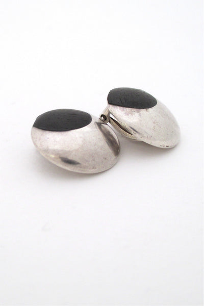 Jens Asby Denmark vintage modernist sterling silver rosewood earrings